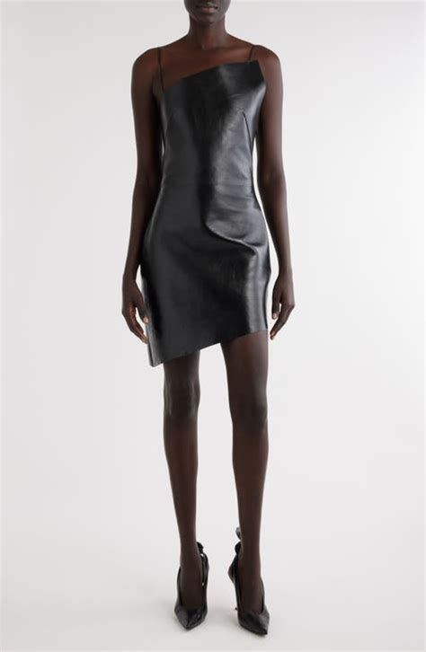 Givenchy Asymmetric Lambskin Leather Minidress 